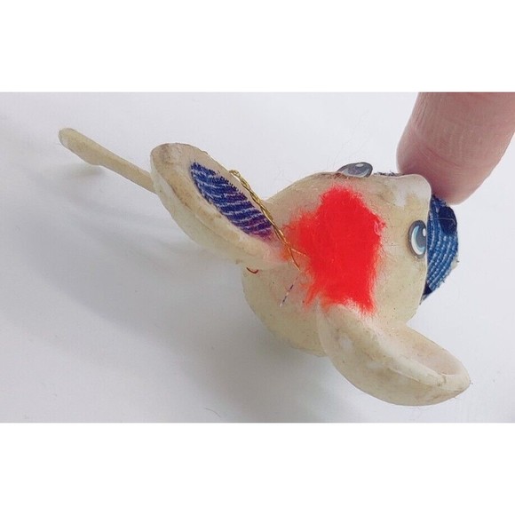 Vintage Christmas Mouse Ornament 2 Flocked Cute Holiday Mid Century? Ornaments - Picture 14 of 16